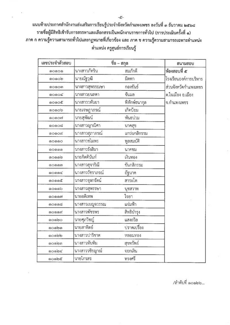 13. ประกาศรายชื่อผู้มีสิทธิสอบข้อเขียน ครูศูนย์การเรียนรู้ชุมชน ฯ